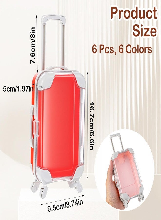 AojSup 6 Pack Mini Suitcase Party Favor Box - Colorful Mini Plastic Suitcases for Party Favors with Clear Lid, Retractable Handle & Rolling Wheels for Travel Theme Decorations - Image 2